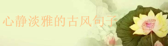 心靜淡雅的古風句子,致自己心靜的經典語錄盤點